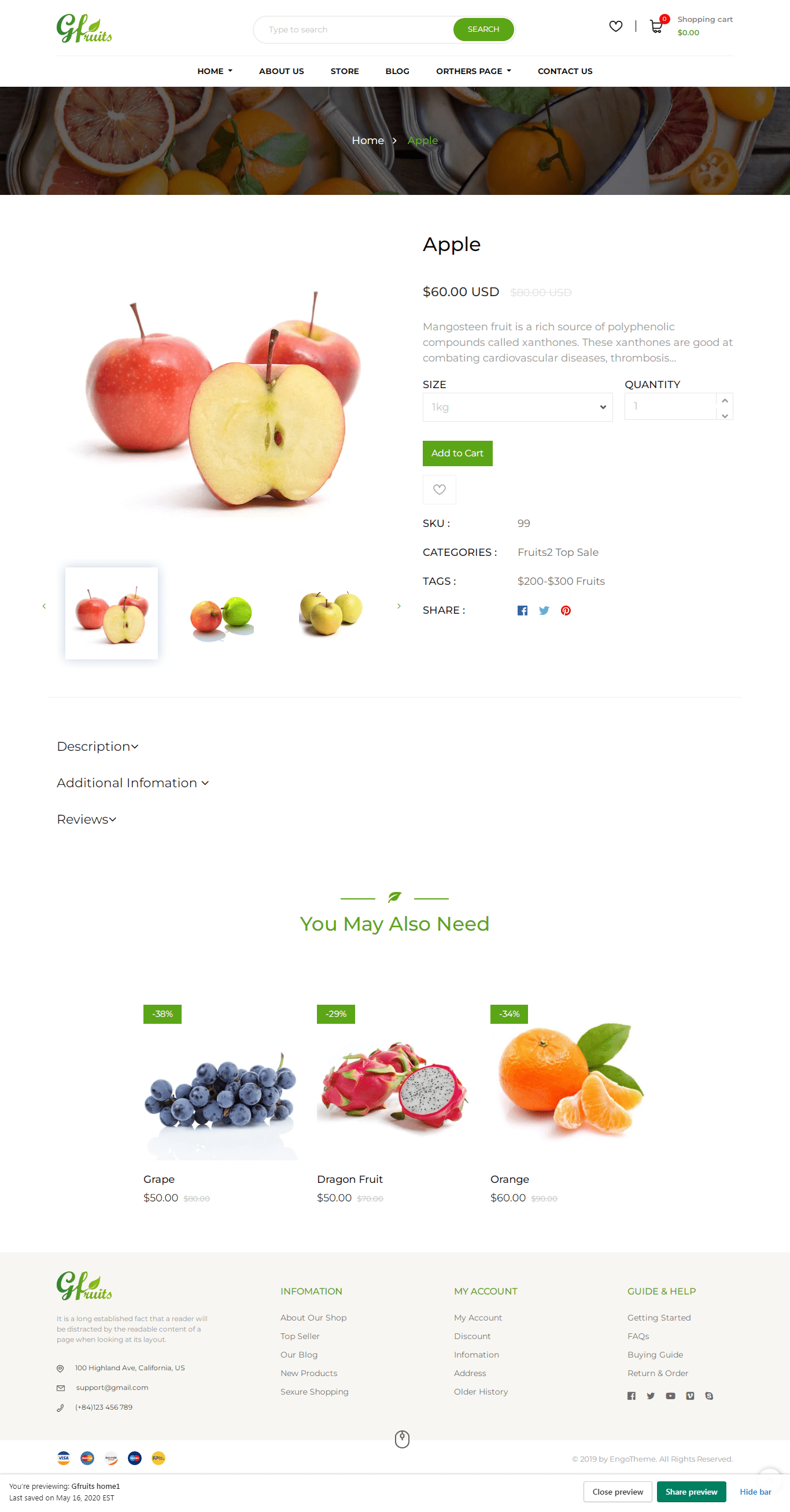 GFruits Shopify templates free