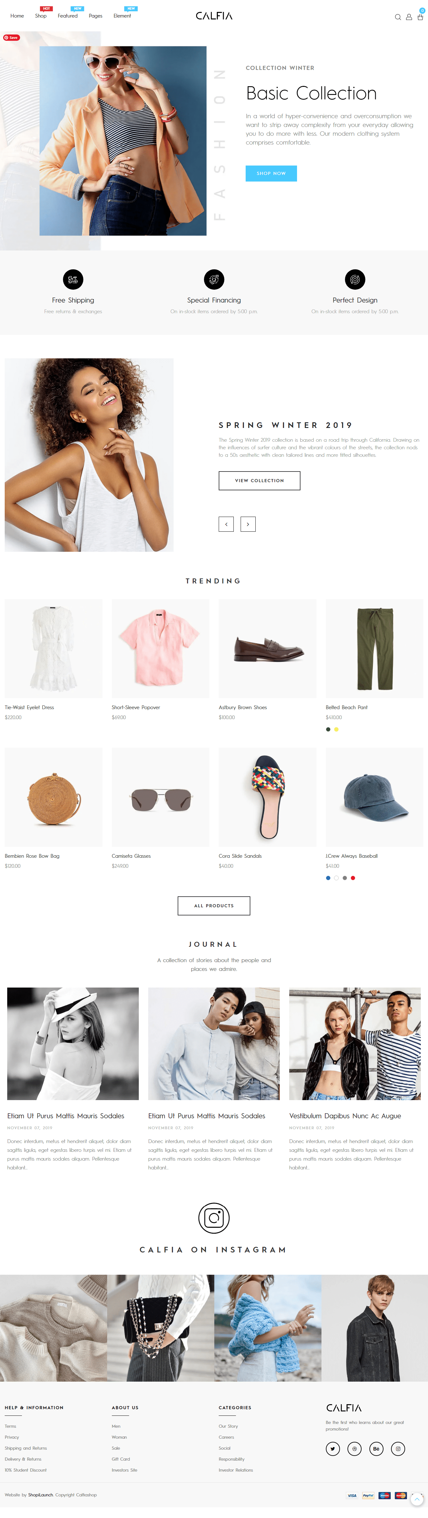 Calfia Shopify templates free