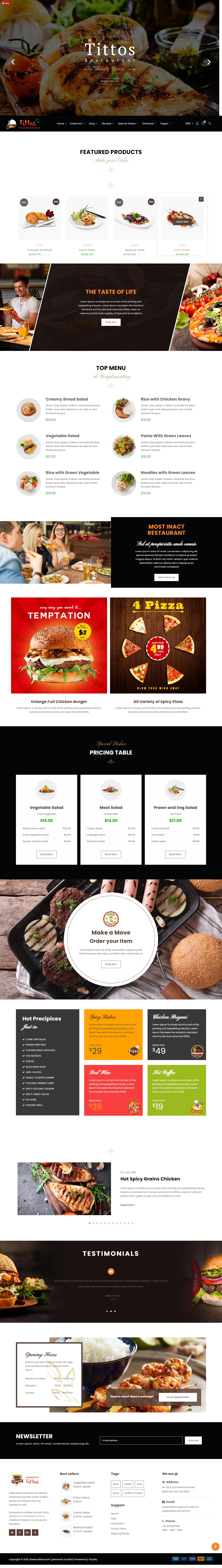 Tittos Food Shopify templates free