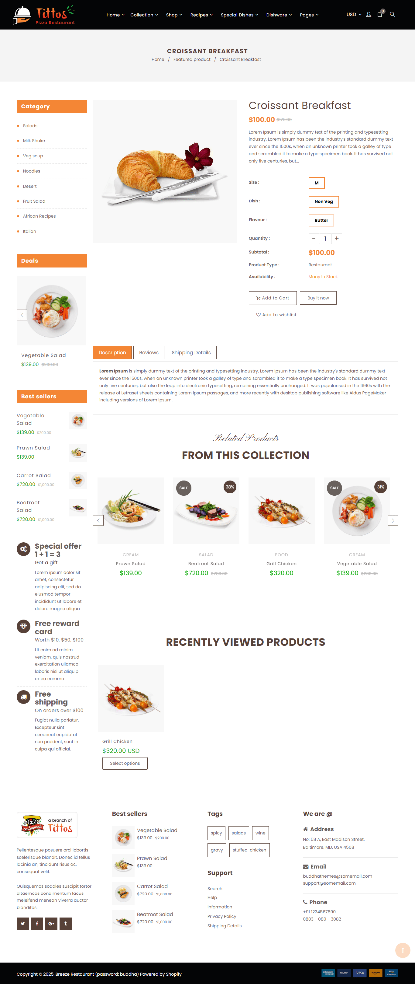 Tittos Food Shopify theme free