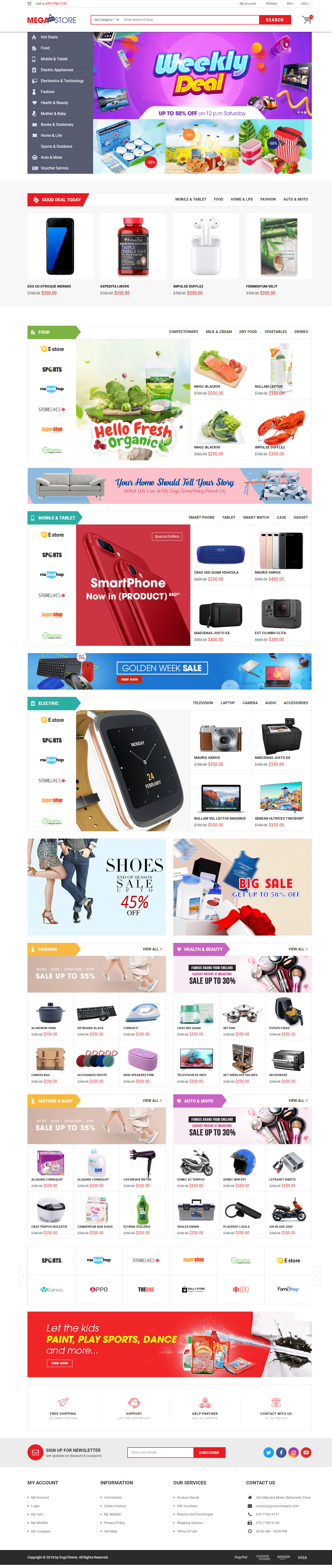 MegaStore Shopify Templates Free