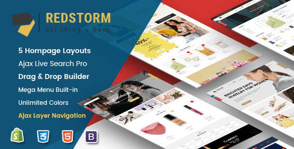 RedStorm Creative Drag Drop Sectioned Responsive Shopify Theme