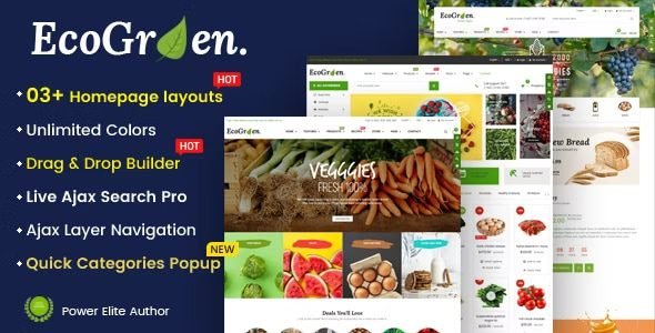 EcoGreen Multipurpose Organic Fruit Vegetables Shopify Responsive Theme