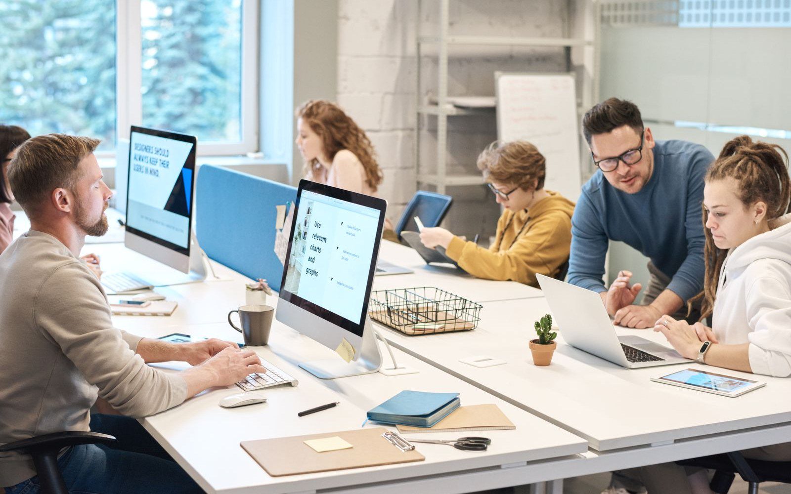 The F2commerce team working together in the office