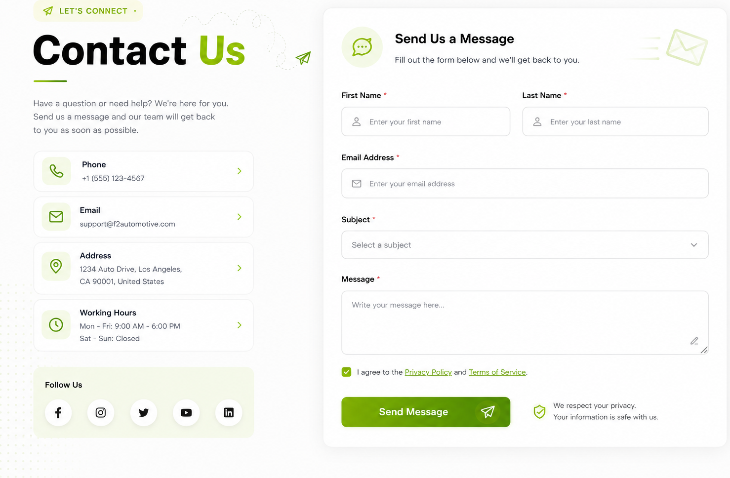 Contact Us form